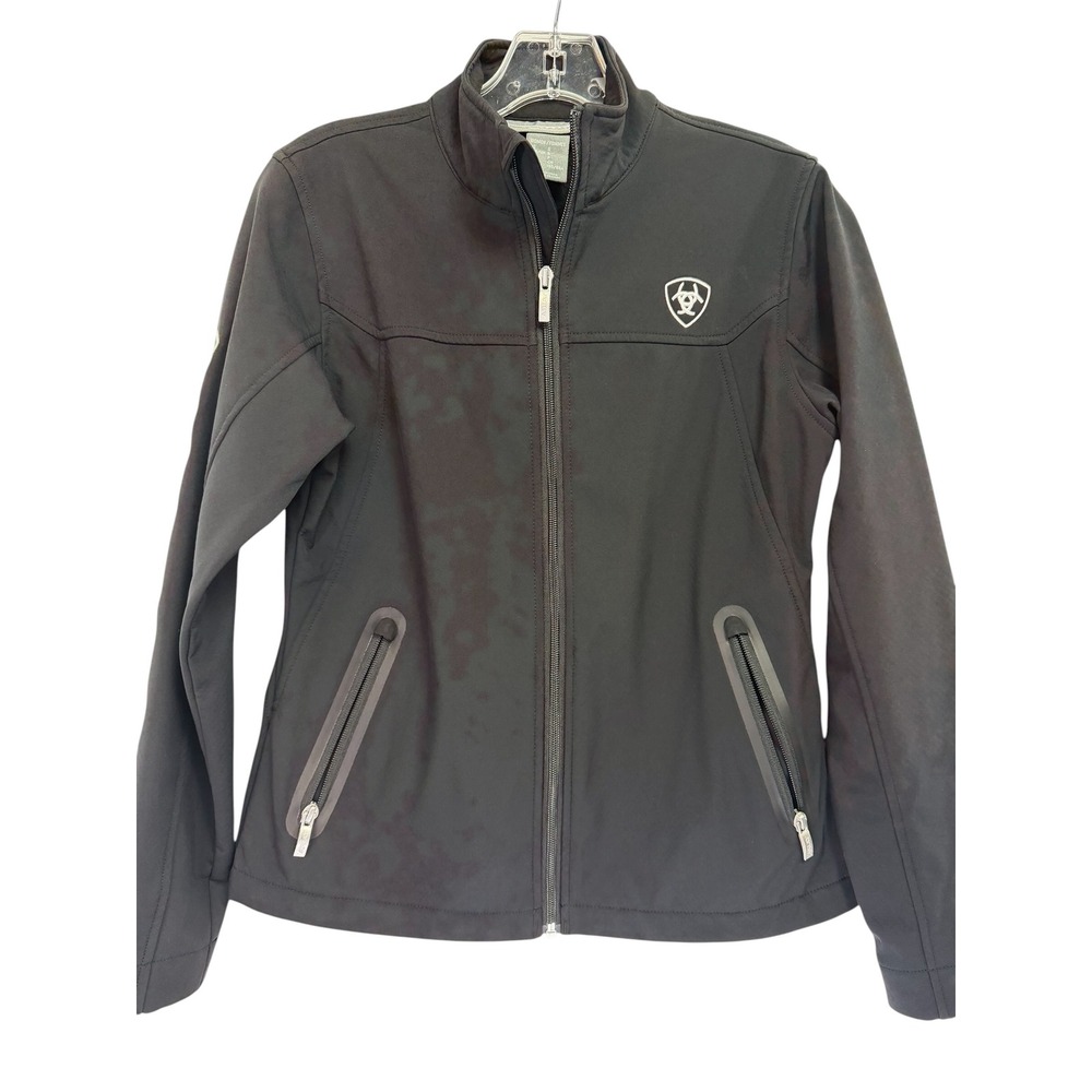 Ariat Tek Womens Small  Black Softshell Zip Up Jacket Mexico Flag (C8)